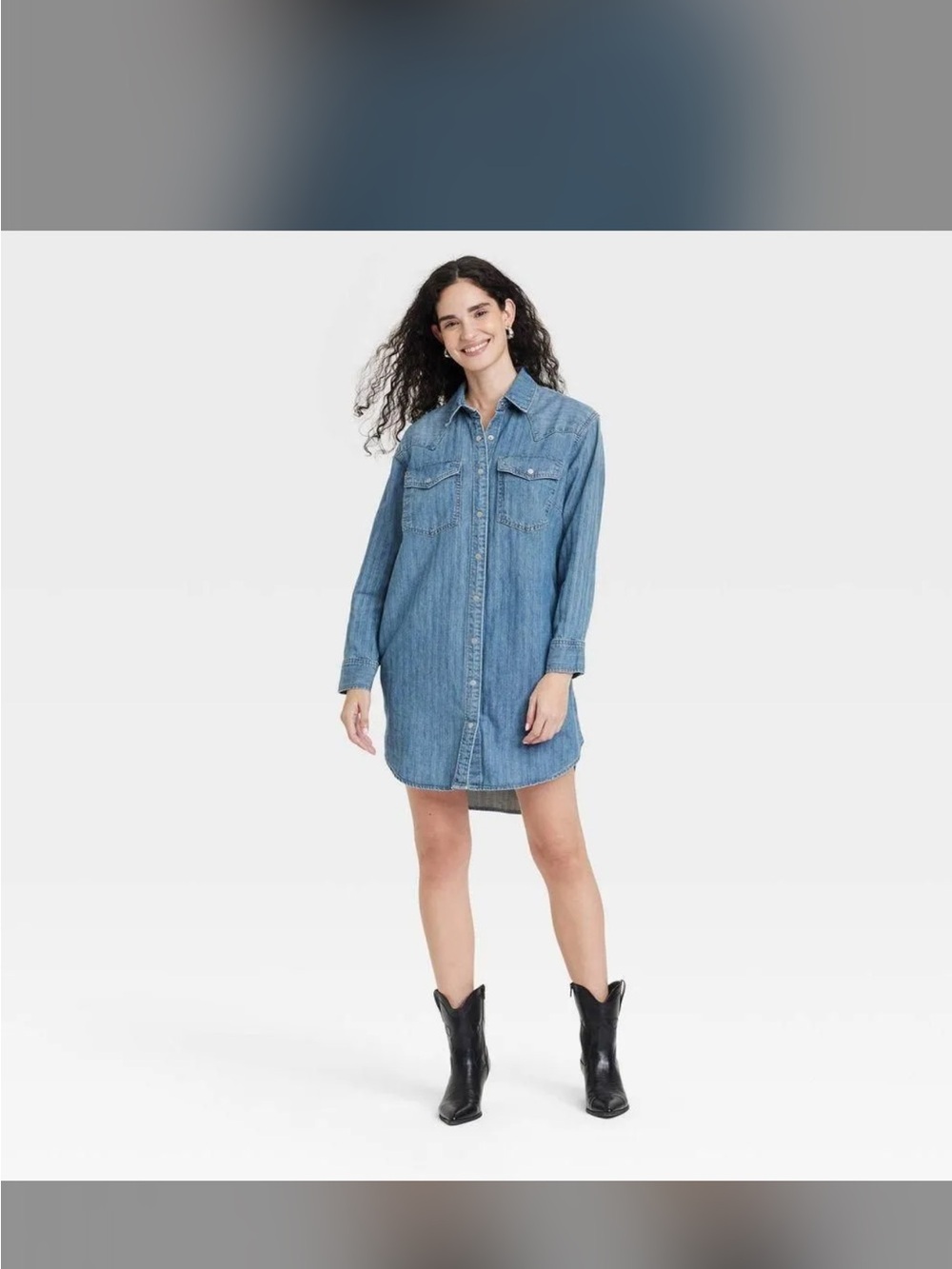 Universal Thread Light Blue Denim Shirt Dress